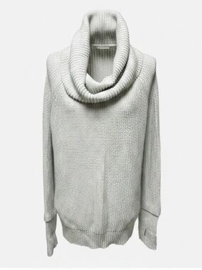 Market & Spruce Gray Waffle Knit Cowl Neck Sweater XL Thumbholes Soft